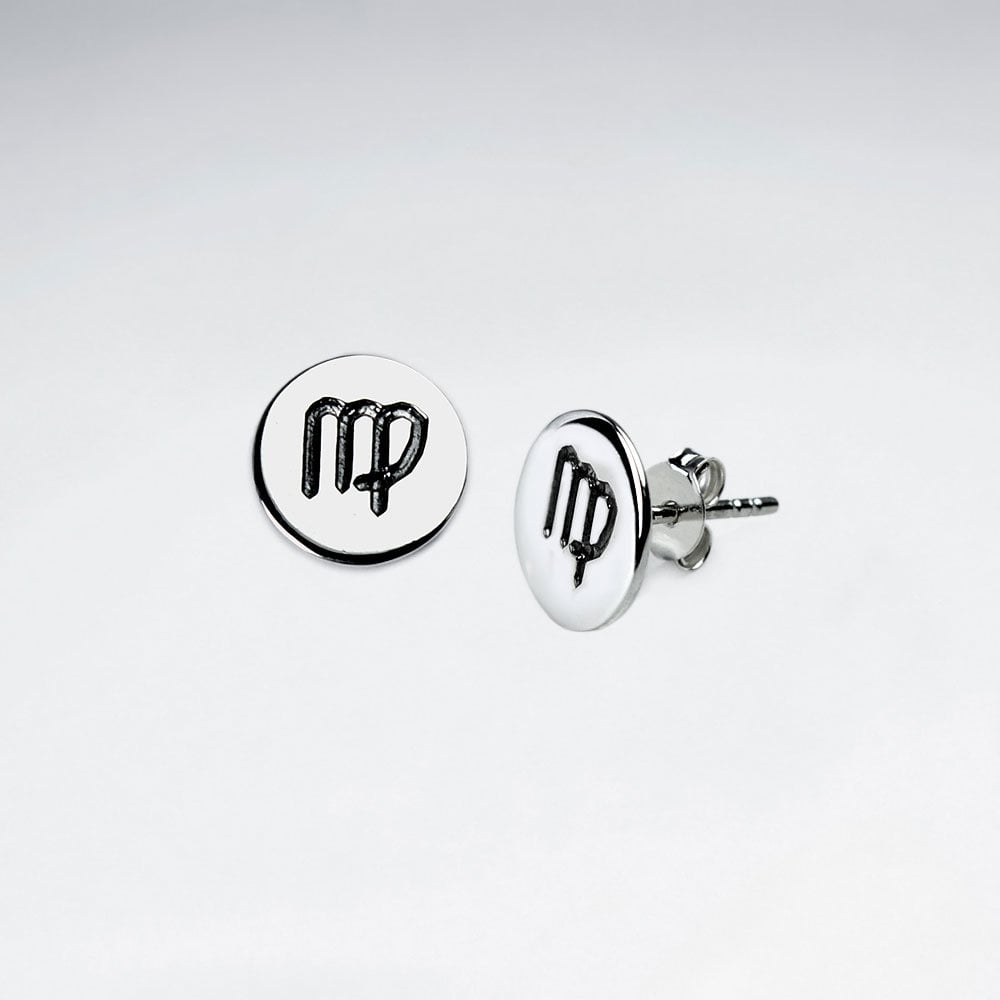 Sterling Silver Astrological Virgo Stud Earrings