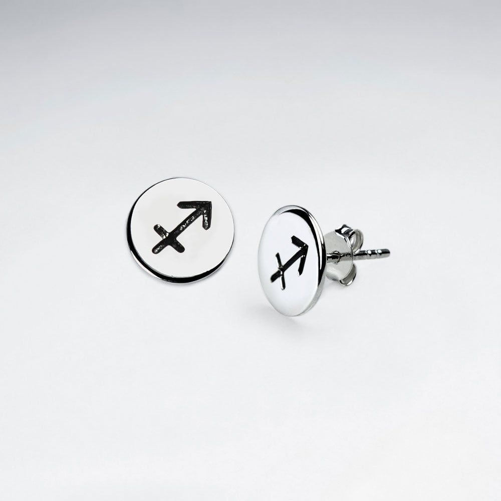 Sterling Silver Astrological Sagittarius Stud Earrings