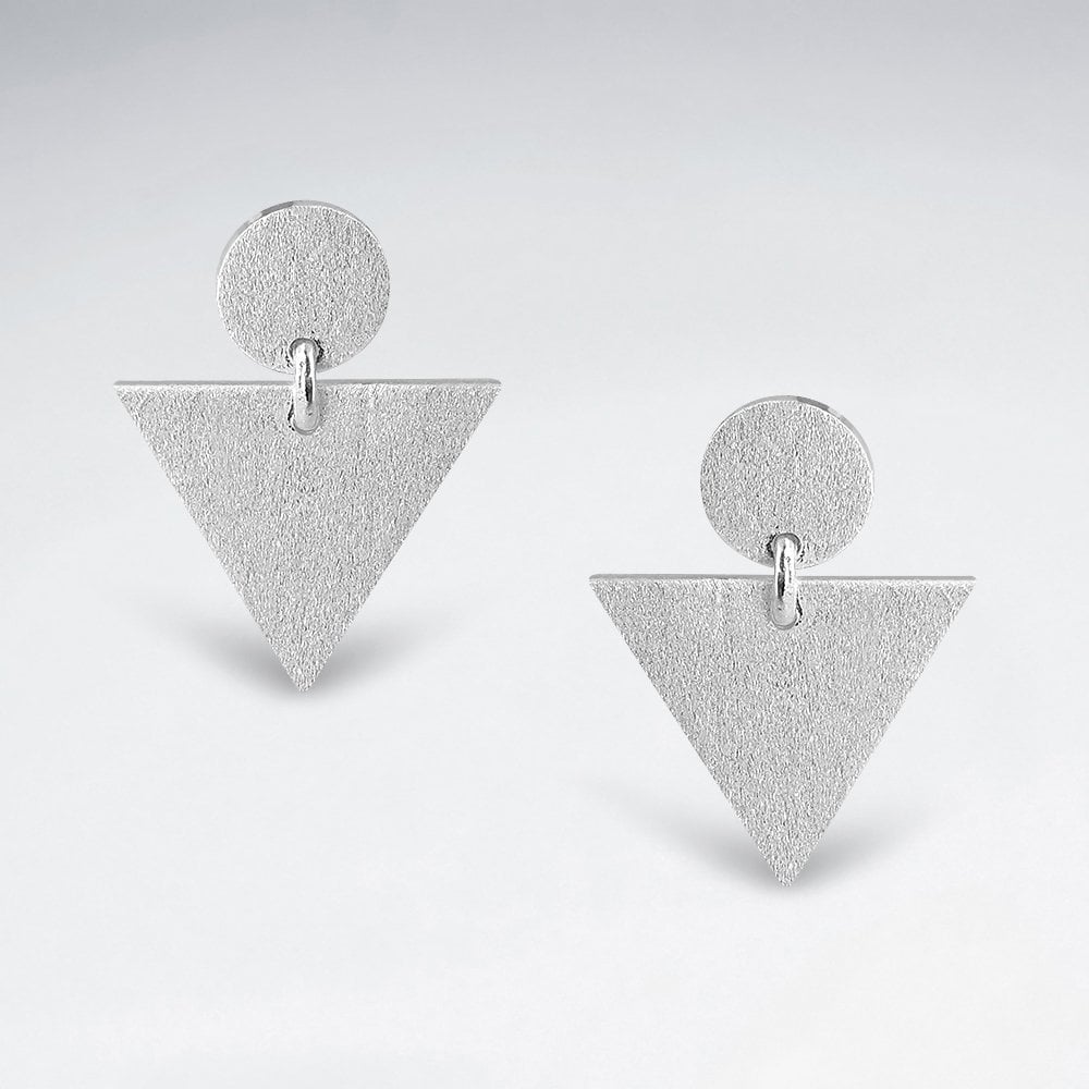 Sterling Silver Geometric Double Drop Circle and Triangle Stud Earrings