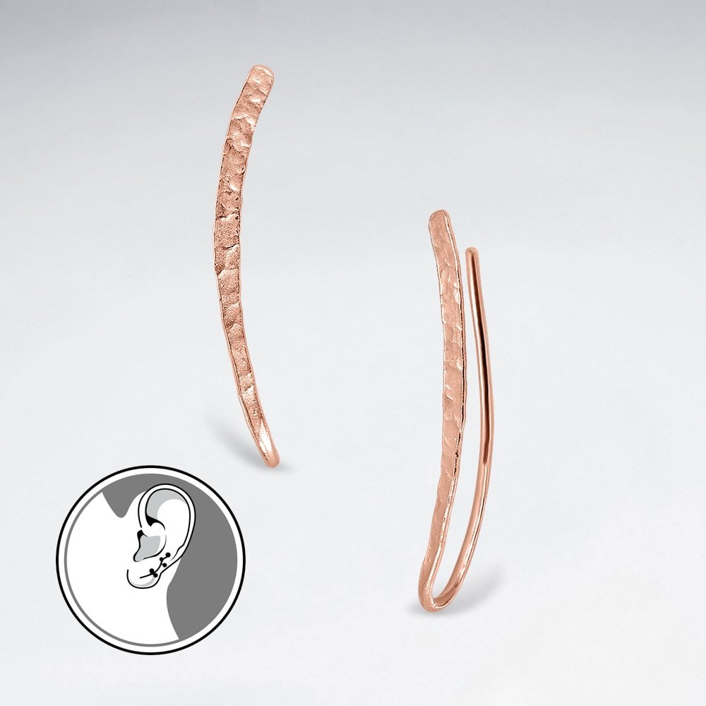Sterling Silver Textured Curved Bar Ear Crawler