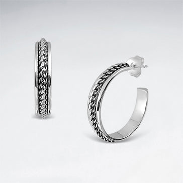 Sterling Silver Folded Heart Stud Earrings