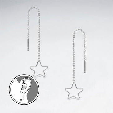 Sterling Silver Openwork Star Threader Earrings