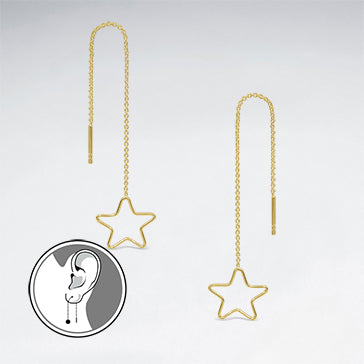Sterling Silver Openwork Star Threader Earrings