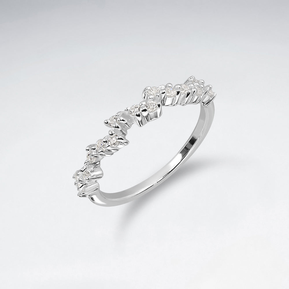 Sterling Silver CZ Cluster Stud Ring